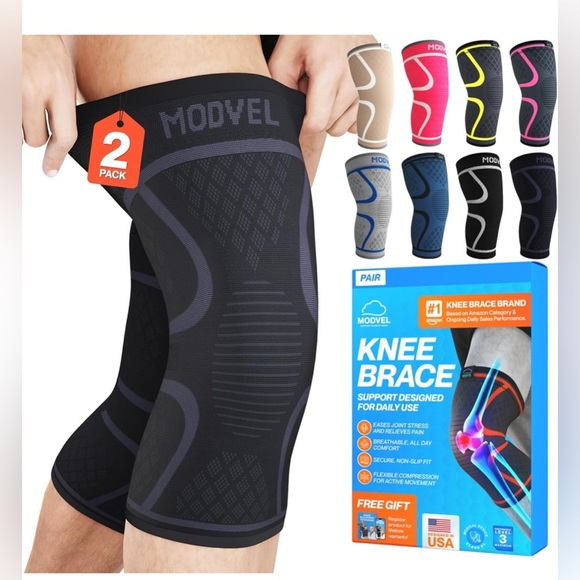 Modvel Knee Brace 2-Pack Black and Gray medium (002) - Picture 1 of 5